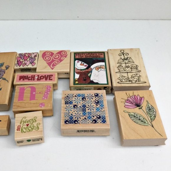 Lot 11 Rubber Stamps Hero Arts Inkadinkado Stampe - Picture 2 of 11
